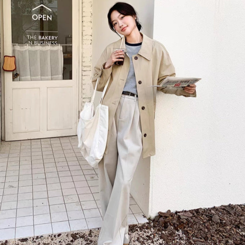 ステンカラーミディアム丈ジャケット