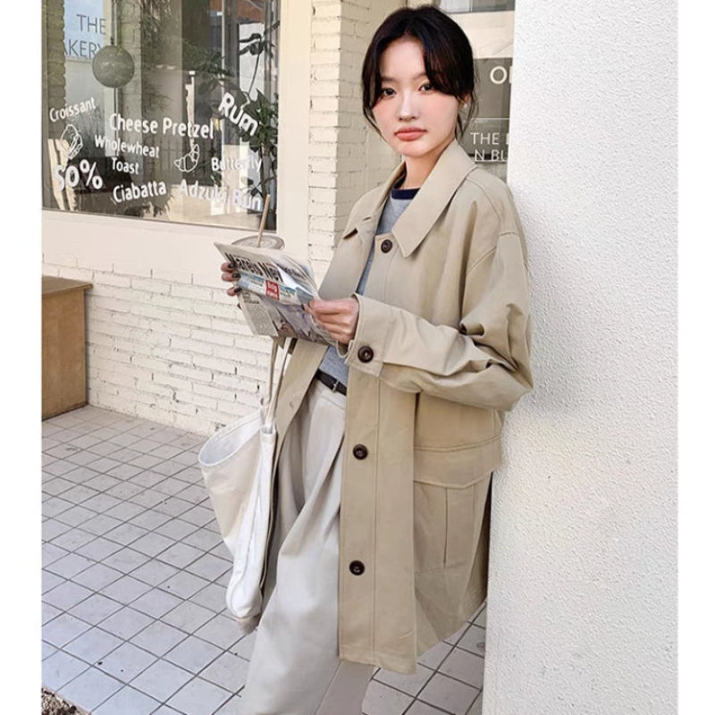 ステンカラーミディアム丈ジャケット