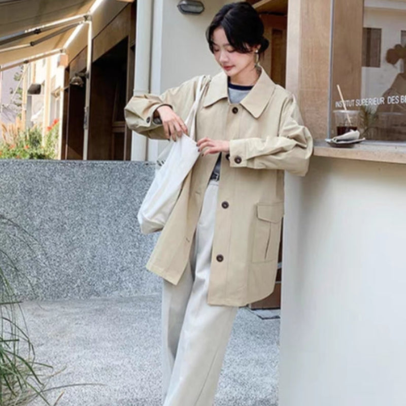 ステンカラーミディアム丈ジャケット