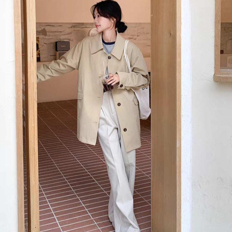 ステンカラーミディアム丈ジャケット