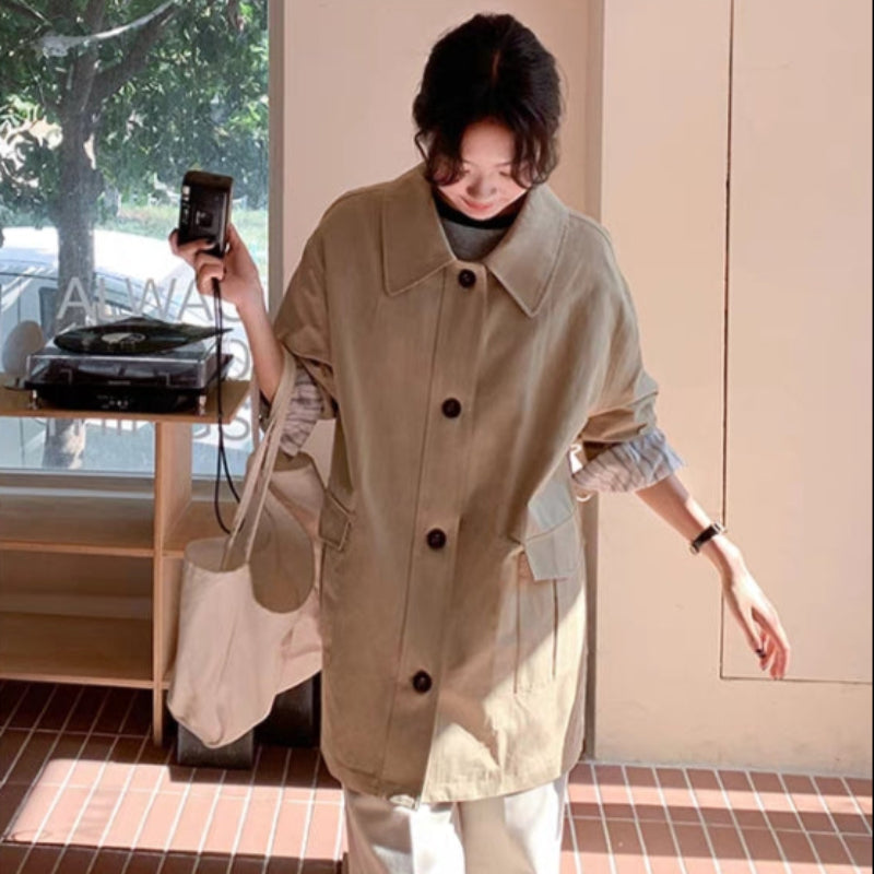 ステンカラーミディアム丈ジャケット