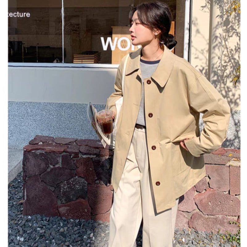 ステンカラーミディアム丈ジャケット