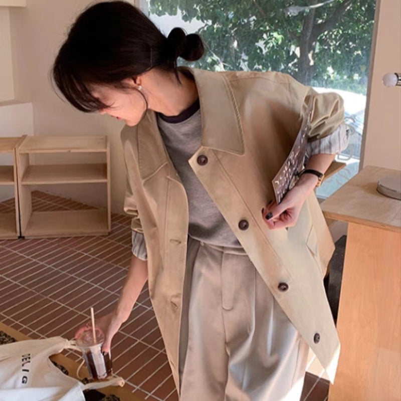 ステンカラーミディアム丈ジャケット