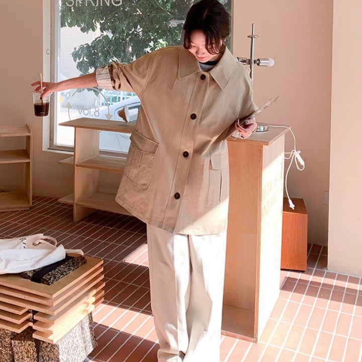 ステンカラーミディアム丈ジャケット