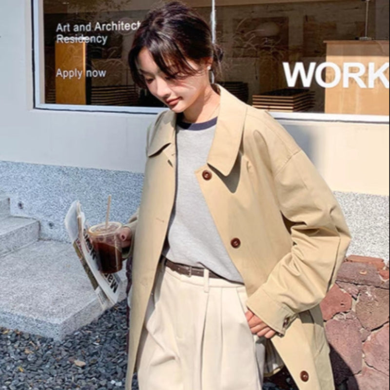 ステンカラーミディアム丈ジャケット