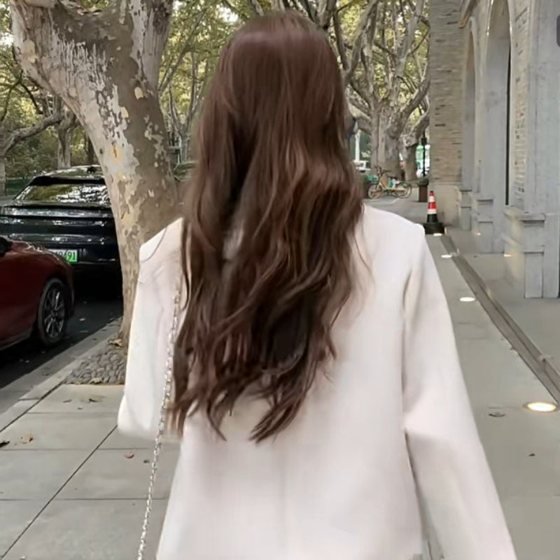 ノーカラーホワイトジャケット