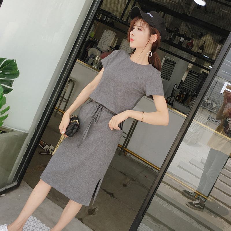 カジュアルリラックスカットソーワンピース(2colors)