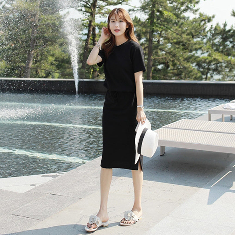 カジュアルリラックスカットソーワンピース(2colors)