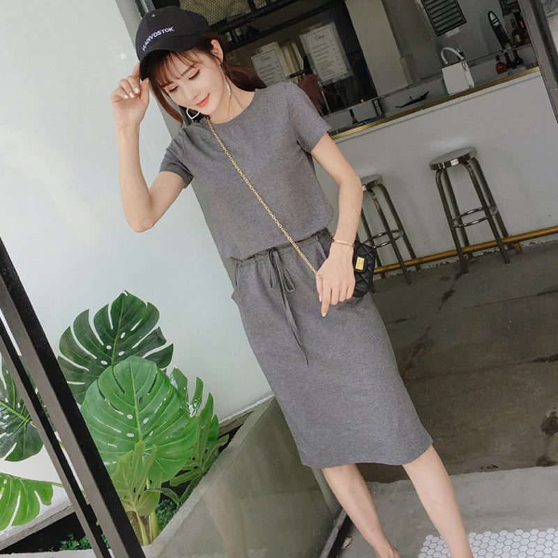 カジュアルリラックスカットソーワンピース(2colors)