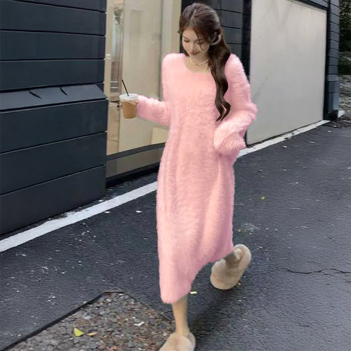 モヘアタッチロングワンピース(4colors)