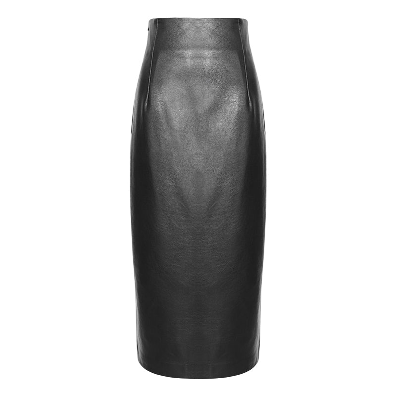 サイドスリットエコレザーロングスカート