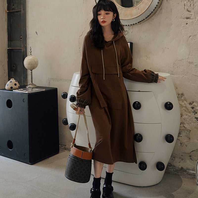 チェックバックヨークパーカーワンピース