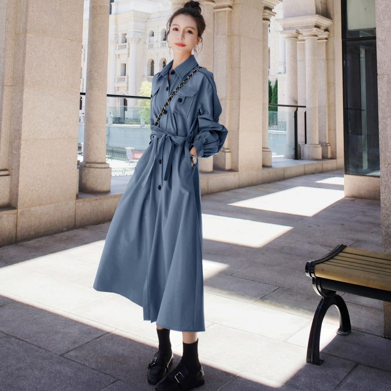 胸フラップポケットシャツワンピース(2colors)