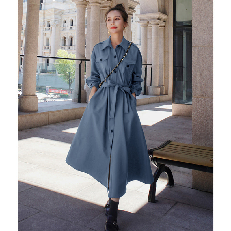 胸フラップポケットシャツワンピース(2colors)