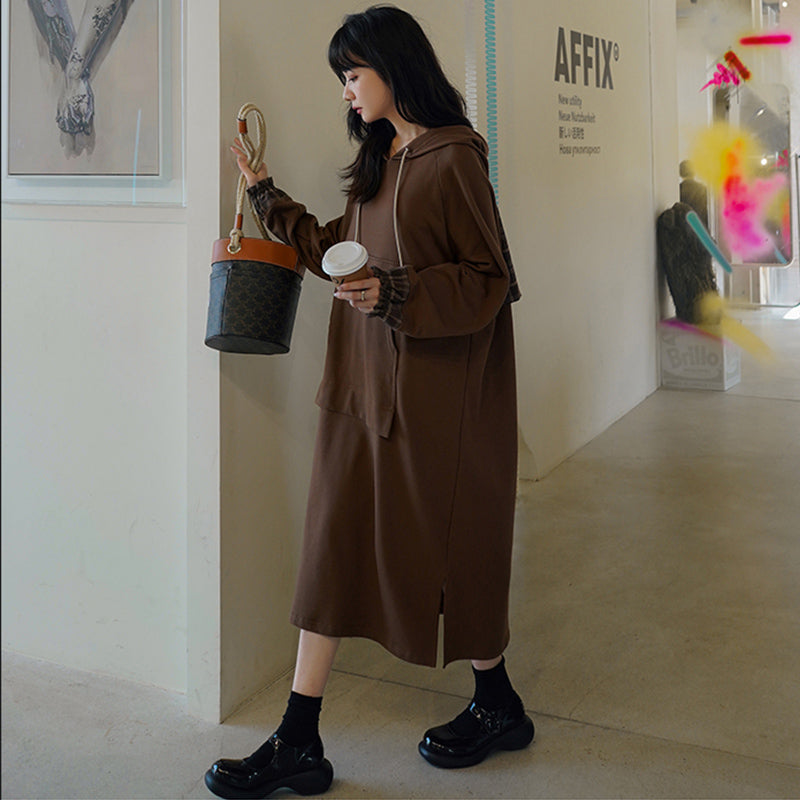 チェックバックヨークパーカーワンピース