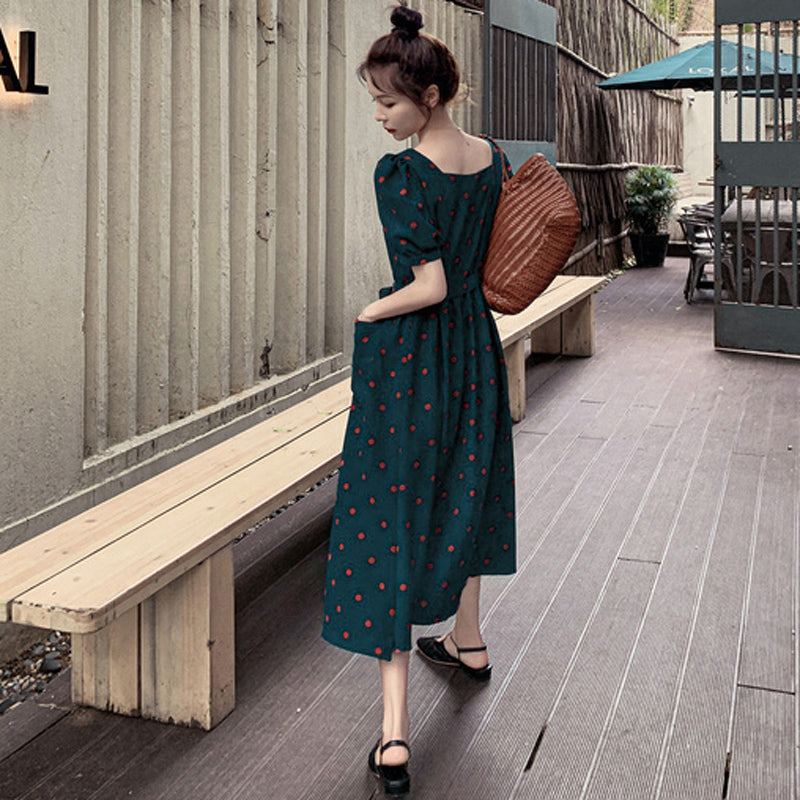 レトロドットワンピース