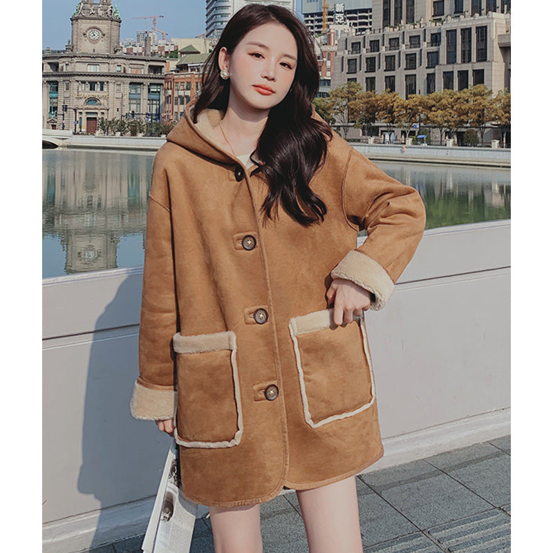 異素材コンビボアリバーシブルコート