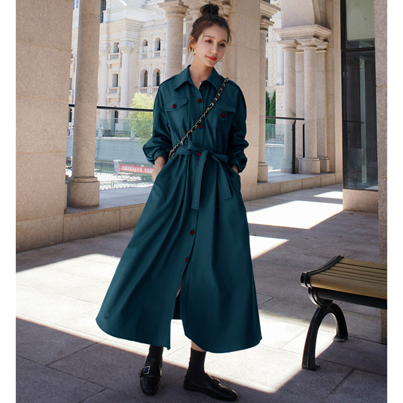 胸フラップポケットシャツワンピース(2colors)