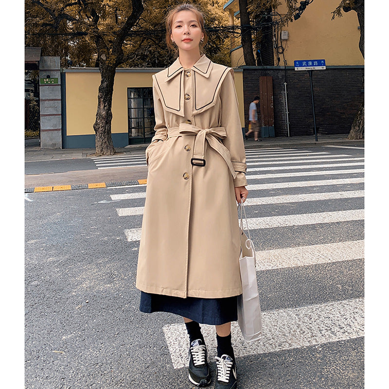 セーラーカラーコンビステンカラーロングコート