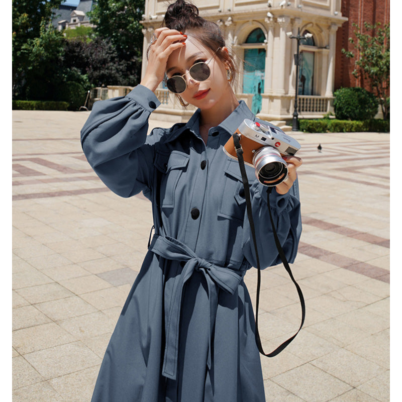 胸フラップポケットシャツワンピース(2colors)