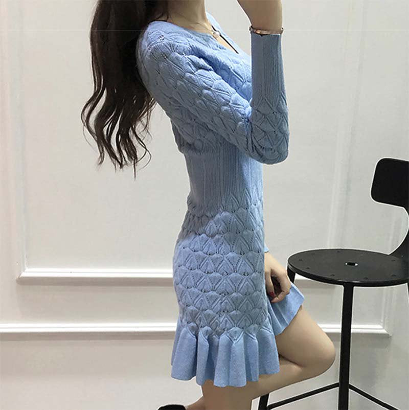 鍵編みフィッシュテールワンピース(3colors)