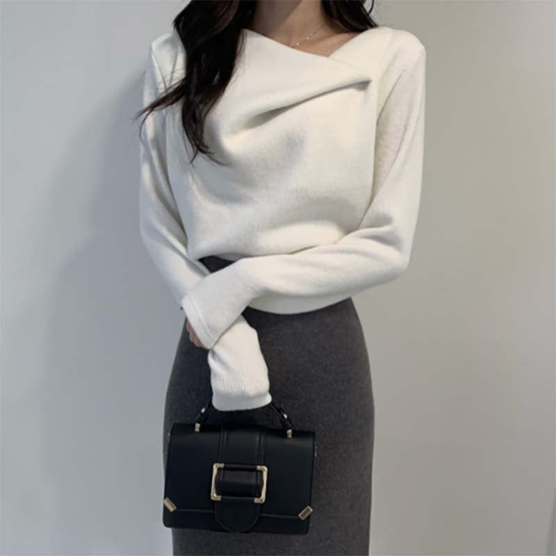 イレギュラーネックニットトップス(3colors)