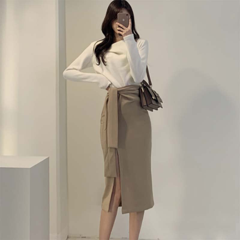 イレギュラーネックニットトップス(3colors)