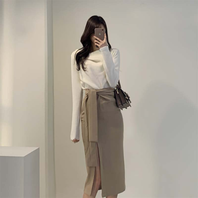 イレギュラーネックニットトップス(3colors)