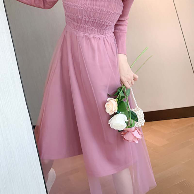 チュールレイヤードニットワンピース(4colors)