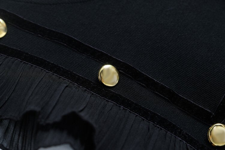異素材フリルニットベストドッキングブラウス×ラップ風ショートパンツ【上下別売り可】