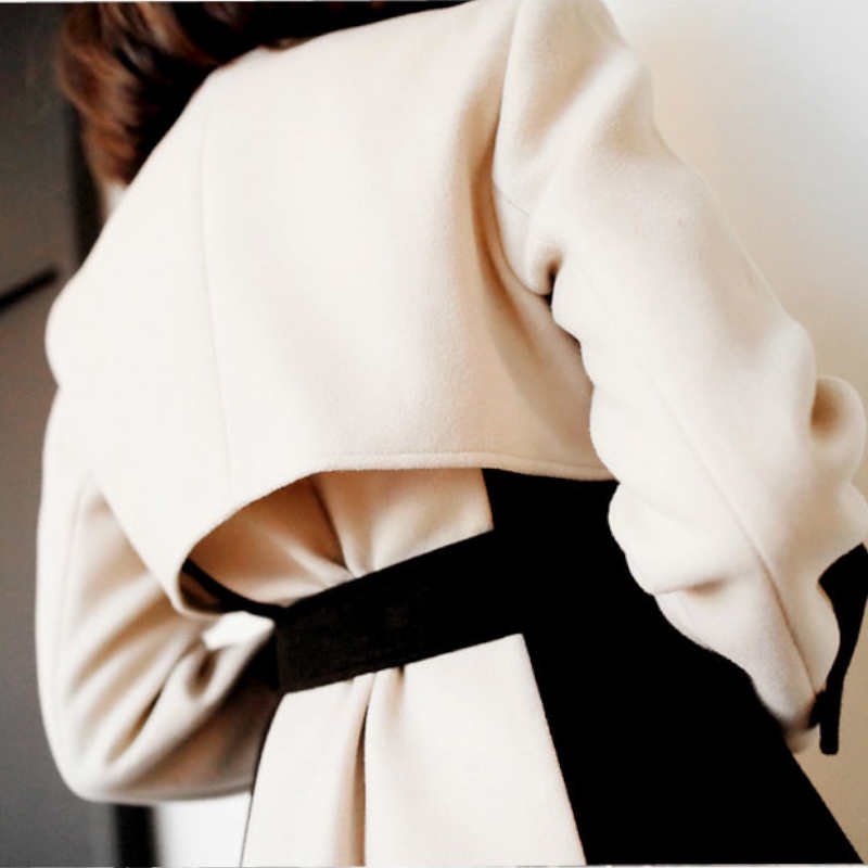 【即納】バイカラーモノトーンロングトレンチコート