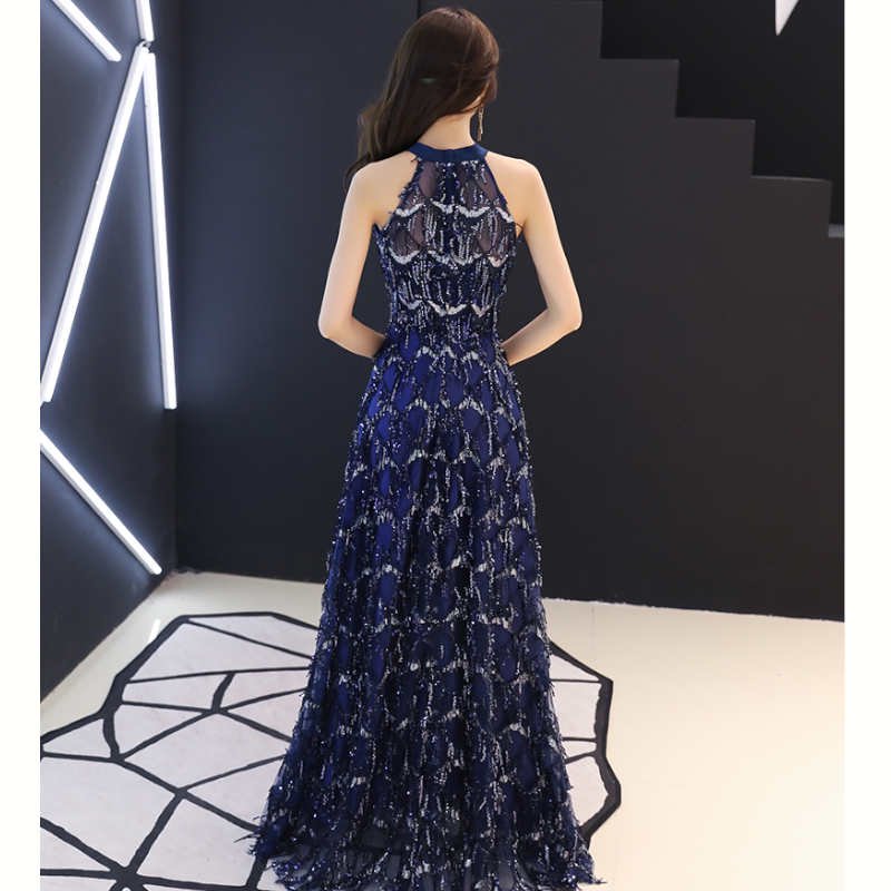 ビジューフリンジホルターネックドレス(2type)