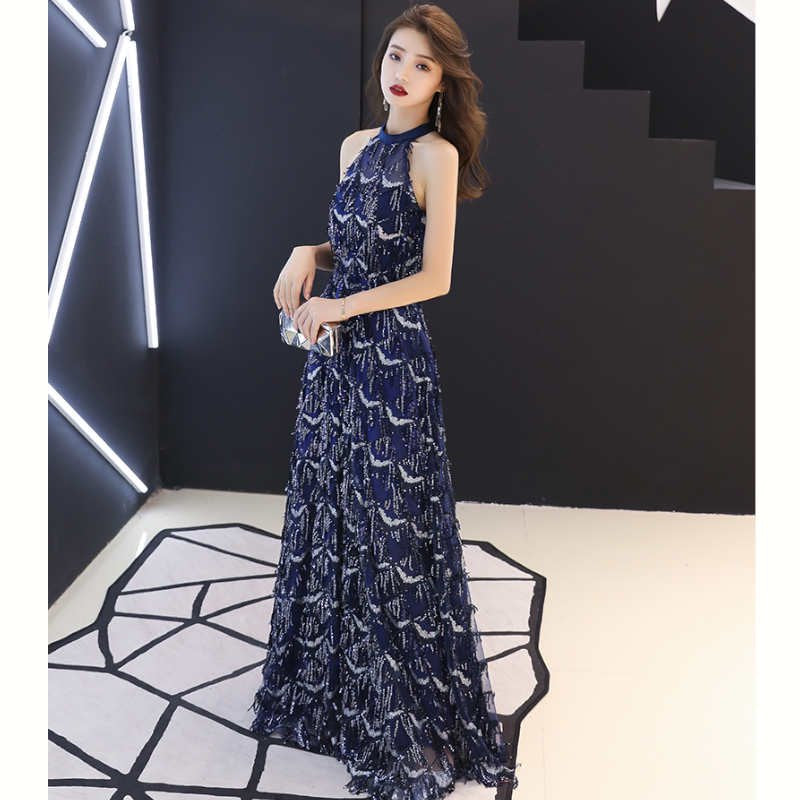 ビジューフリンジホルターネックドレス(2type)