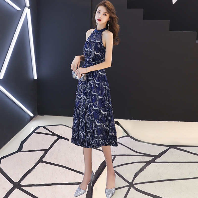 ビジューフリンジホルターネックドレス(2type)