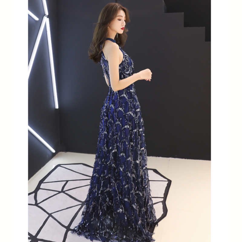 ビジューフリンジホルターネックドレス(2type)