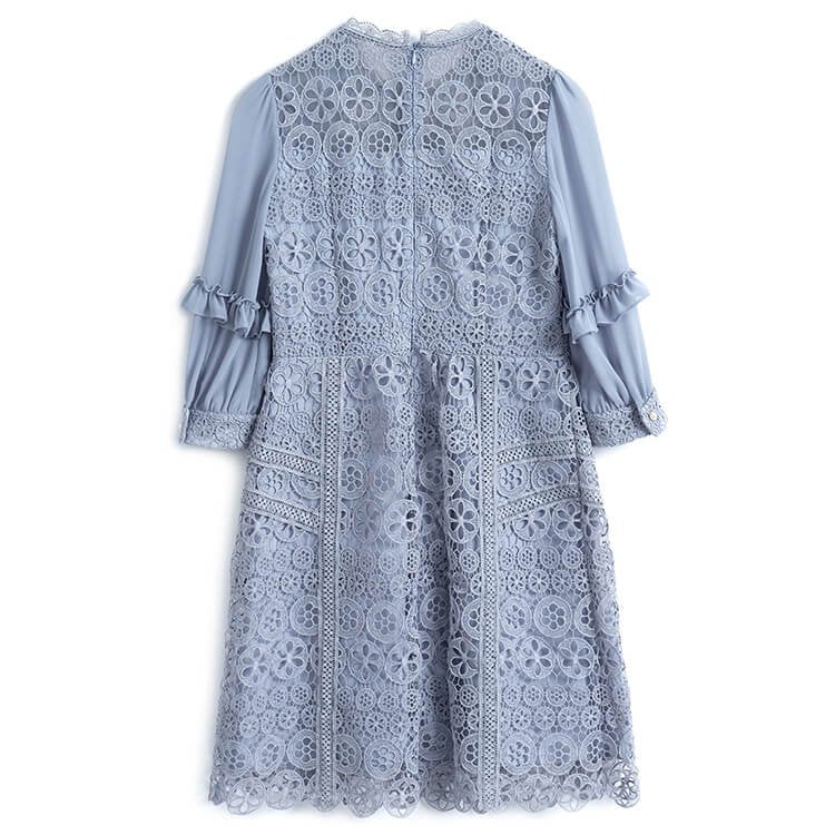 異素材スリーブカットワークレースワンピース(2colors)
