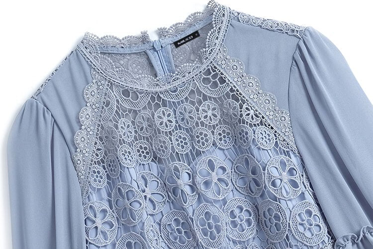 異素材スリーブカットワークレースワンピース(2colors)