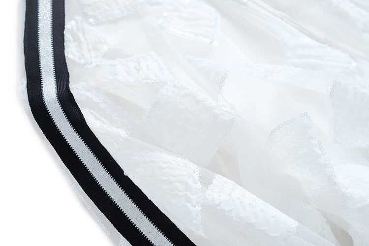 ライン入りジッパーチュールワンピース