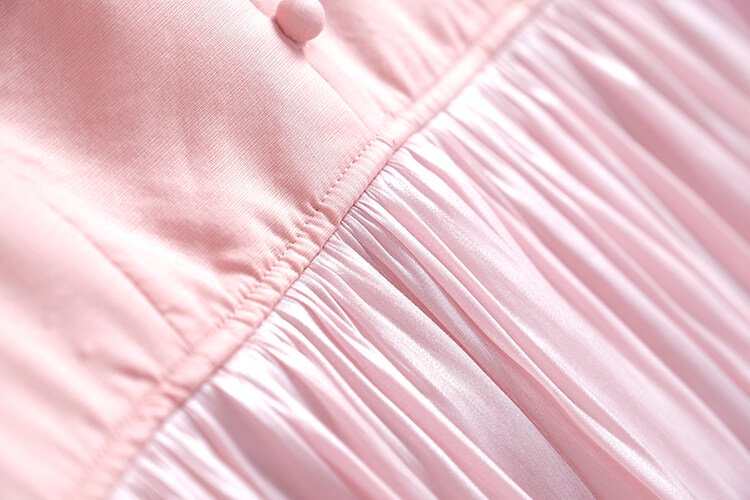 バックレースアップサテン風ロングワンピース(2colors)