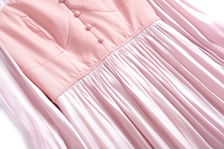 バックレースアップサテン風ロングワンピース(2colors)