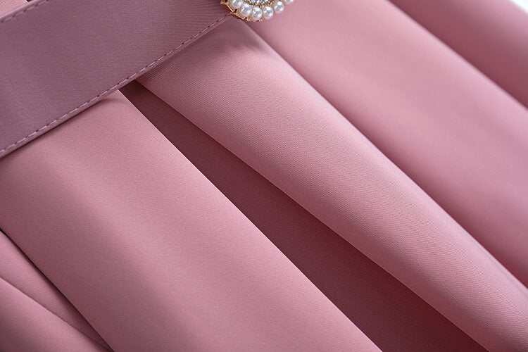 異素材パフスリーブベルト付きワンピース(2colors)