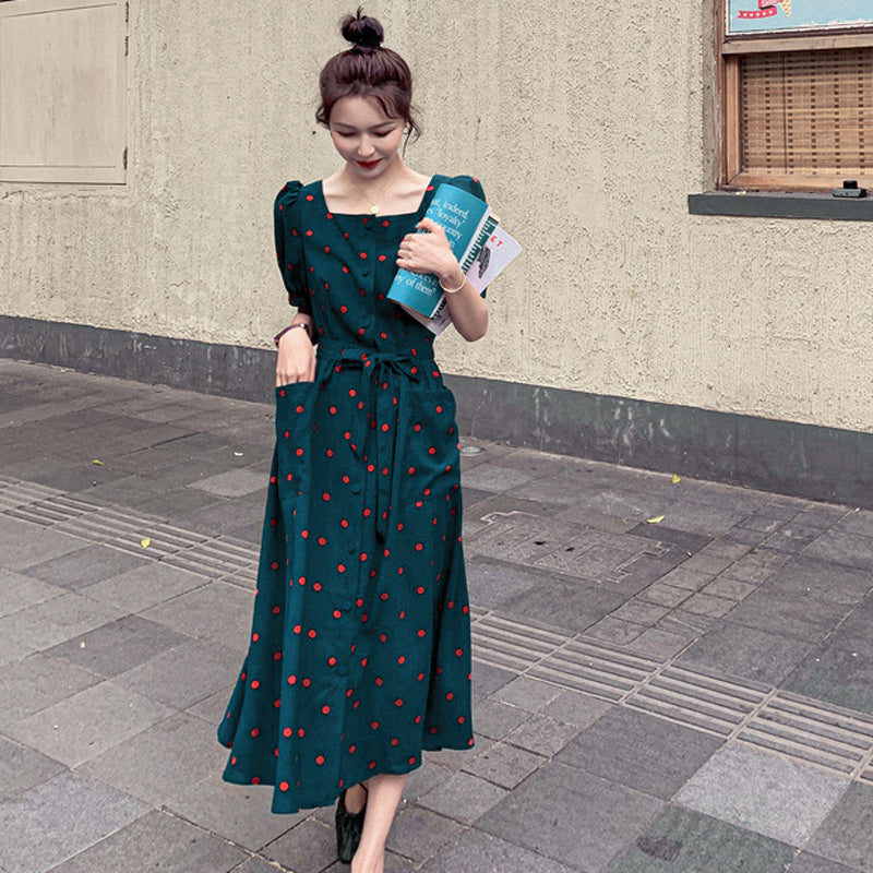 レトロドットワンピース