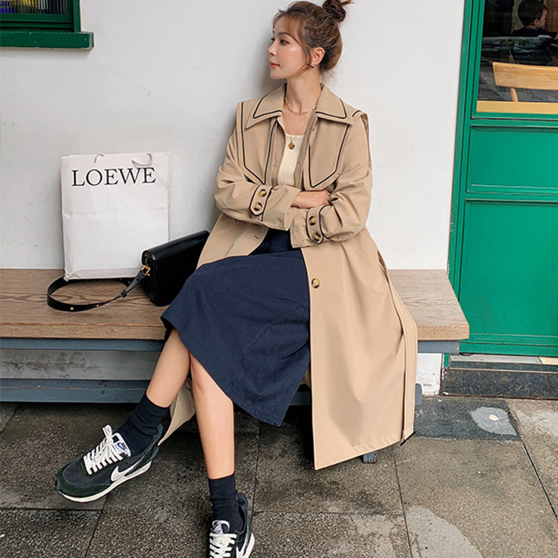 セーラーカラーコンビステンカラーロングコート