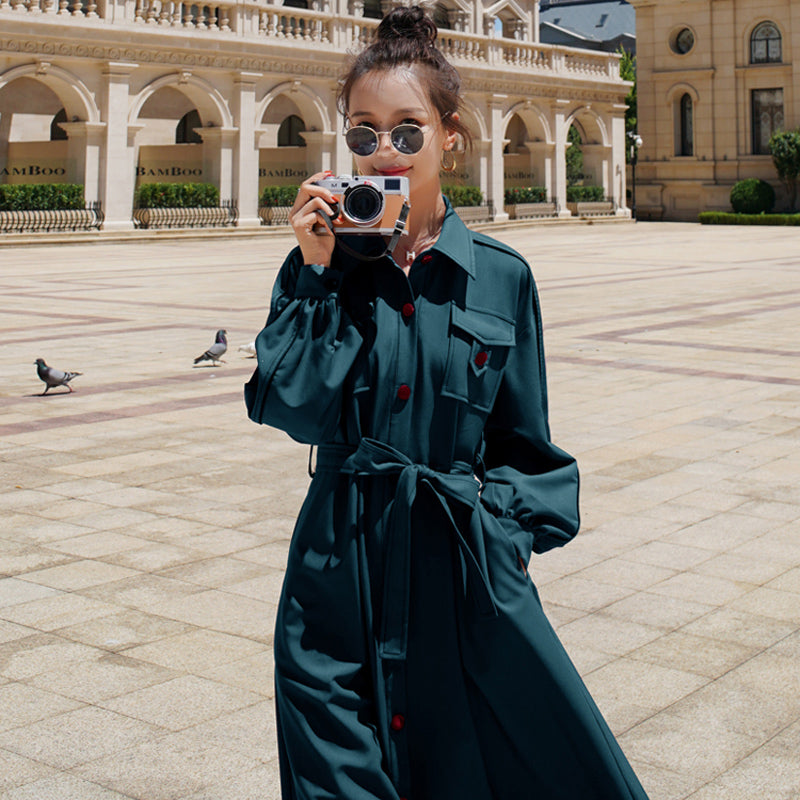 胸フラップポケットシャツワンピース(2colors)