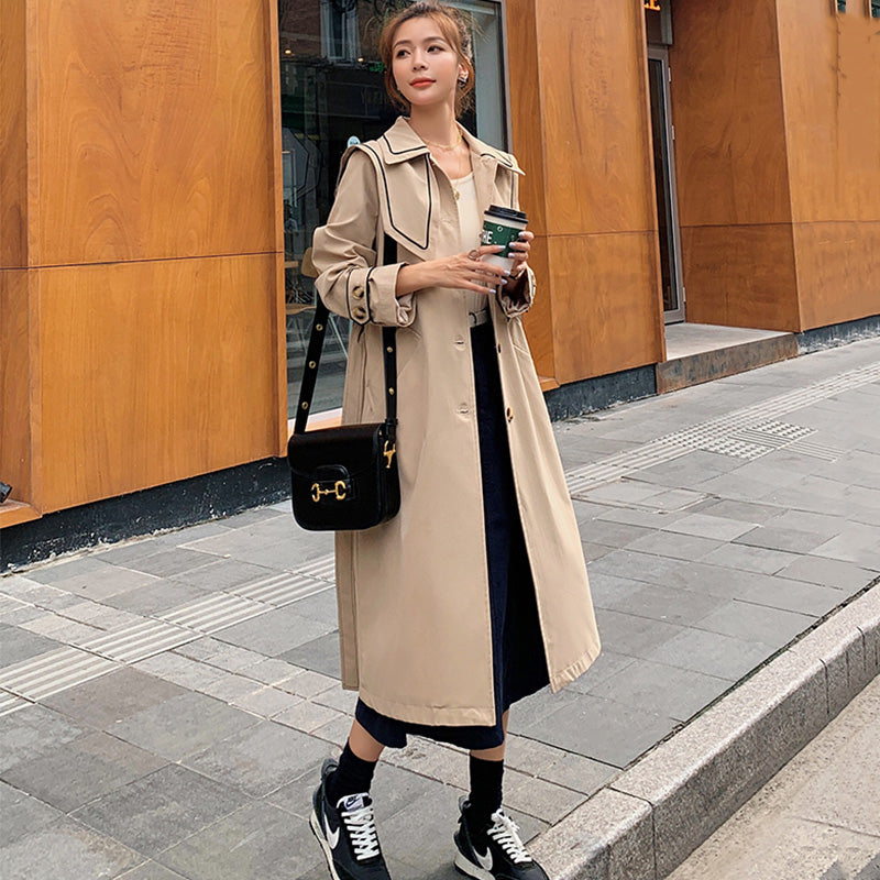 セーラーカラーコンビステンカラーロングコート