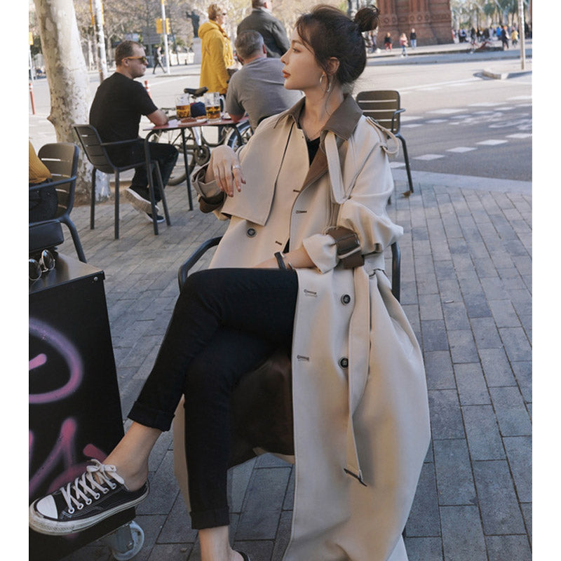 バイカラーオーバーロングトレンチコート