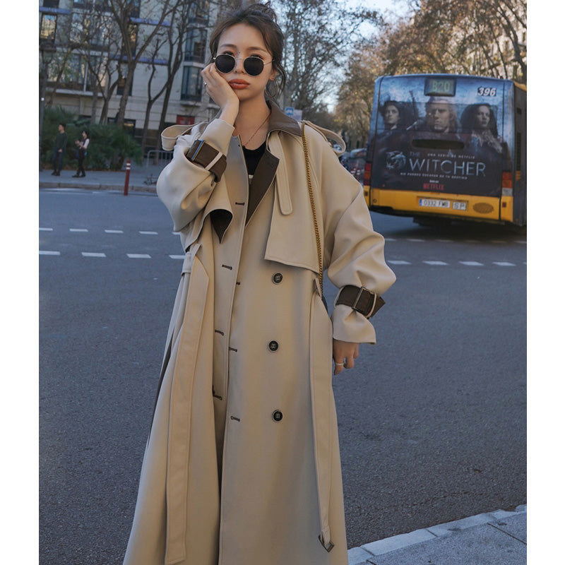 バイカラーオーバーロングトレンチコート