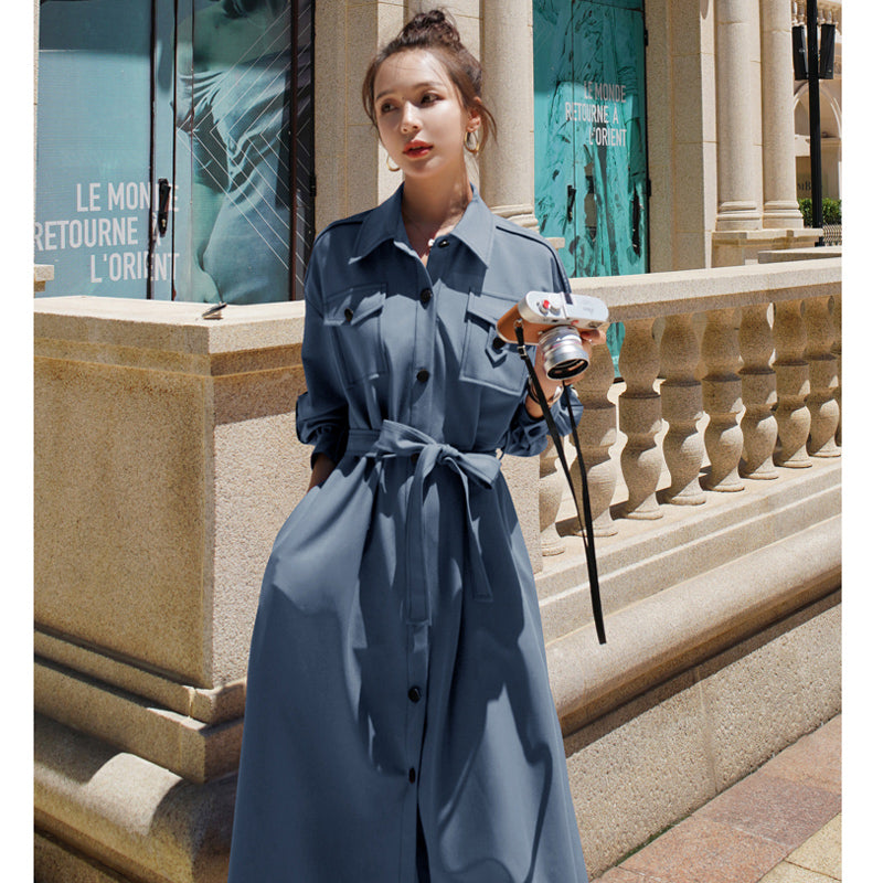 胸フラップポケットシャツワンピース(2colors)