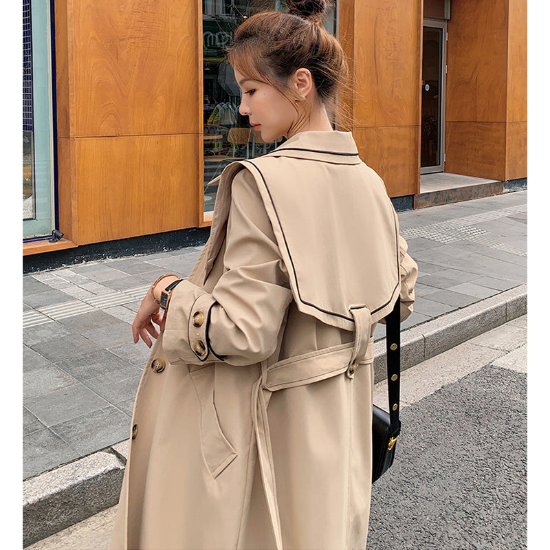 セーラーカラーコンビステンカラーロングコート