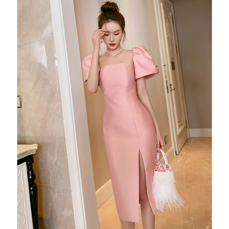 サイドスリットパフスリーブワンピース(3colors)